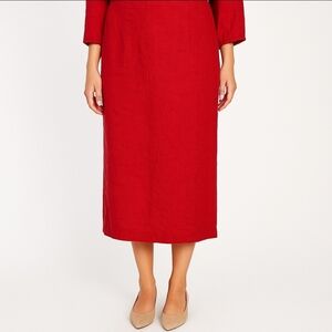 Michele Tomato Red Linen Vintage Classic Skirt Sz 16